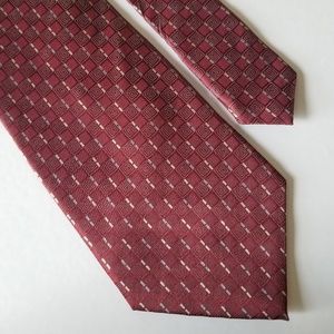 Alfani  Burgundy Gray Men's Abstract Silk Tie